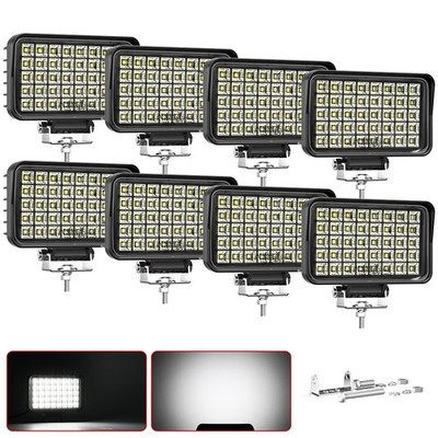 8PCS 4x6'' Tractor Truck LED Flood Work Light Pods 120W Waterproof 12V 24V