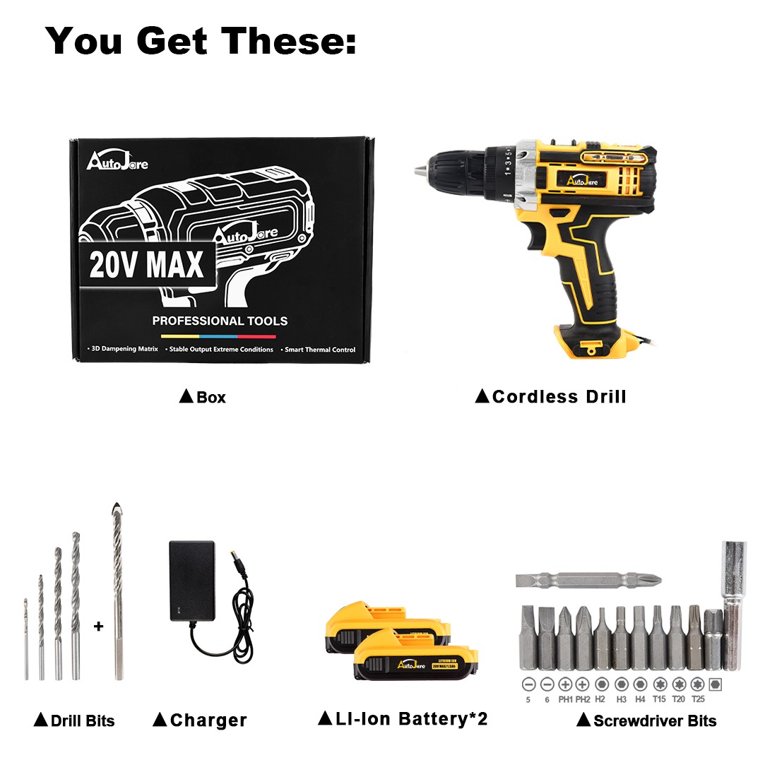Electric Drill Power Tool Cordless Screwdriver Power Tools Drill Set W/ Battery