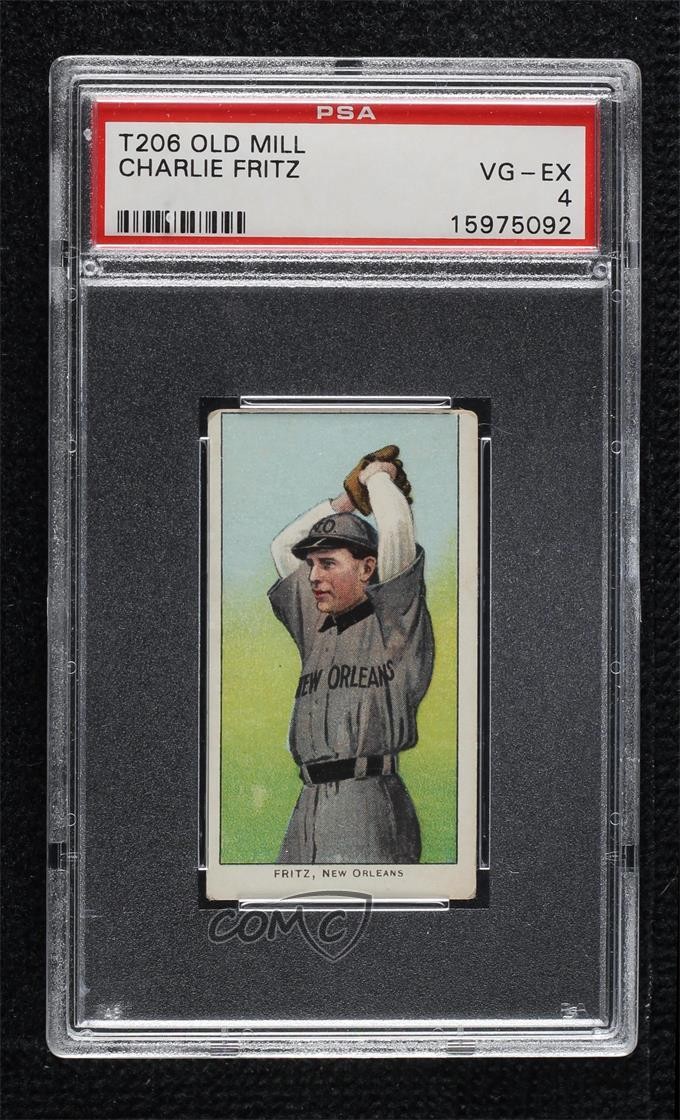 1909-11 T206 Old Mill Southern Leagues Black Back Charlie Fritz PSA 4 0q4x