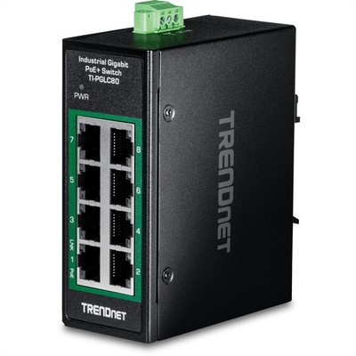 TI-PGLC80 TRENDnet Industrial PoE+ DIN-Rail Mini Switch 1 Gbps ~D~