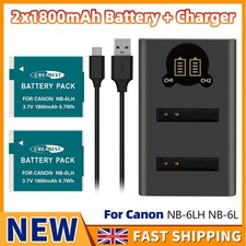 Image of 2x NB-6L NB-6LH Battery +Dual Charger For Canon PowerShot SX530 SX520 HS D10 D20