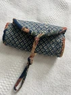 Antique Blue Brown  Soldier's Housewife Roll Up Sewing Kit hussif