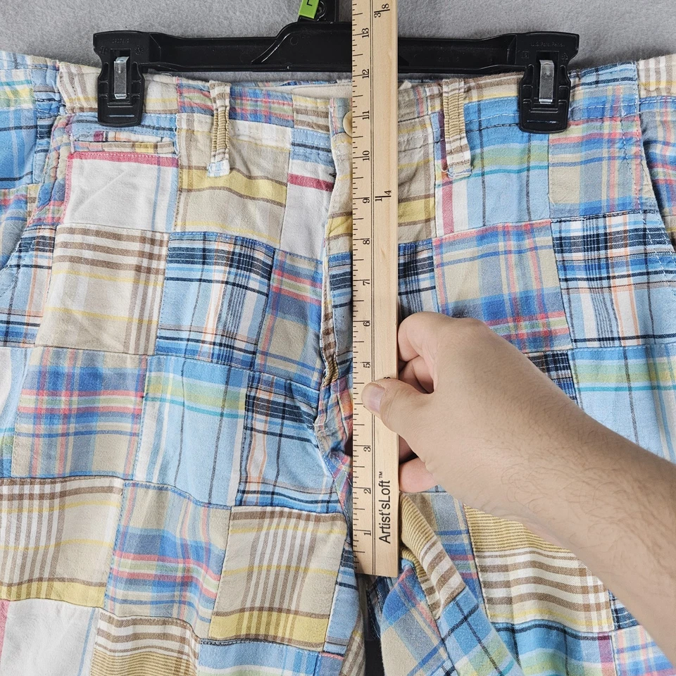 Madison Shorts Mens 36 Tag 34 Madras Checkered Patchwork Preppy Classic Plaid - Image 4 of 4