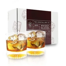 The Cocktail Box Co. Whiskey Glasses Set of 2 Featuring Bourbon & Old Fashion...
