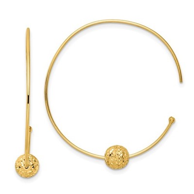 14k Gelbgold Draht Creolen Diamantschliff Perlen Ohrringe perfektes Geschenk für sie