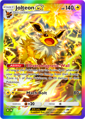 Pokemon Pocket TCG Card 2 Star Full Art Rainbow Jolteon EX Mega Rising  DIGITAL