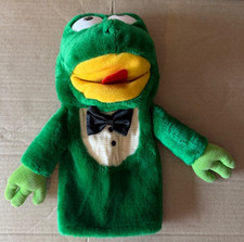 Vintage Dakin Frog Hand Puppet Tuxedo Bow Tie Green Plush