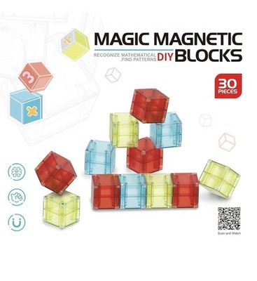 Magnetbausteine Set 30 Stück transparent farbig Baumagnete