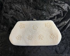 Vintage Beaded Clutch Handmade In Japan Daisy Design Rhinestone Kiss Clasp