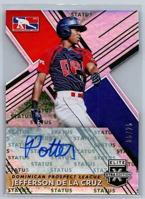 2019 Panini Elite Extra Edition Auto /25 Die Cut #185 Jefferson De La Cruz