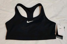 Nike Swoosh Dri Fit Sports Bra DX6821-010 sz L Black Medium Support Padded NEW
