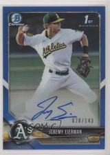 2018 Bowman Draft Chrome Pick Blue Refractor 28/143 Jeremy Eierman Auto 0c6