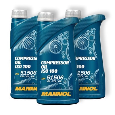 3x 1L Mannol Compressor Oil ISO 100 Kompressoröl DIN 51506 VBL VCL Kompressor