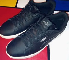 Puma Smash Leather Black White Casual Shoes Sneakers 356722-03 US Size 10