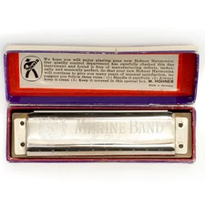 Marine Band Blues Harmonica 1896 Made by M. Hohner Germany Key C in Original Box