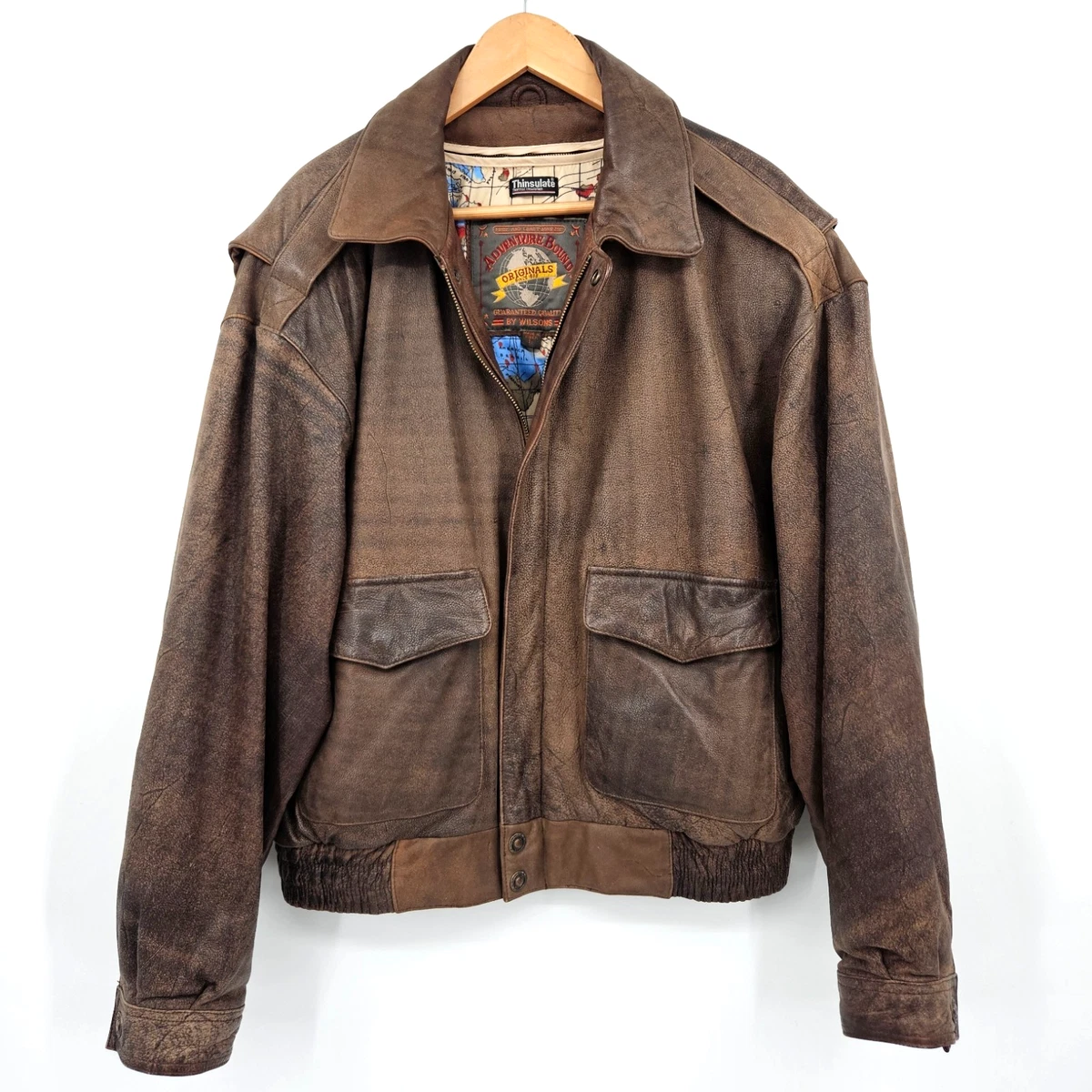Wilsons アドベンチャーバウンド レザーブルゾン シンサレート 茶 L相当 ADVENTURE BOUND アドベンチャーバウンド】レザーフライトジャケット