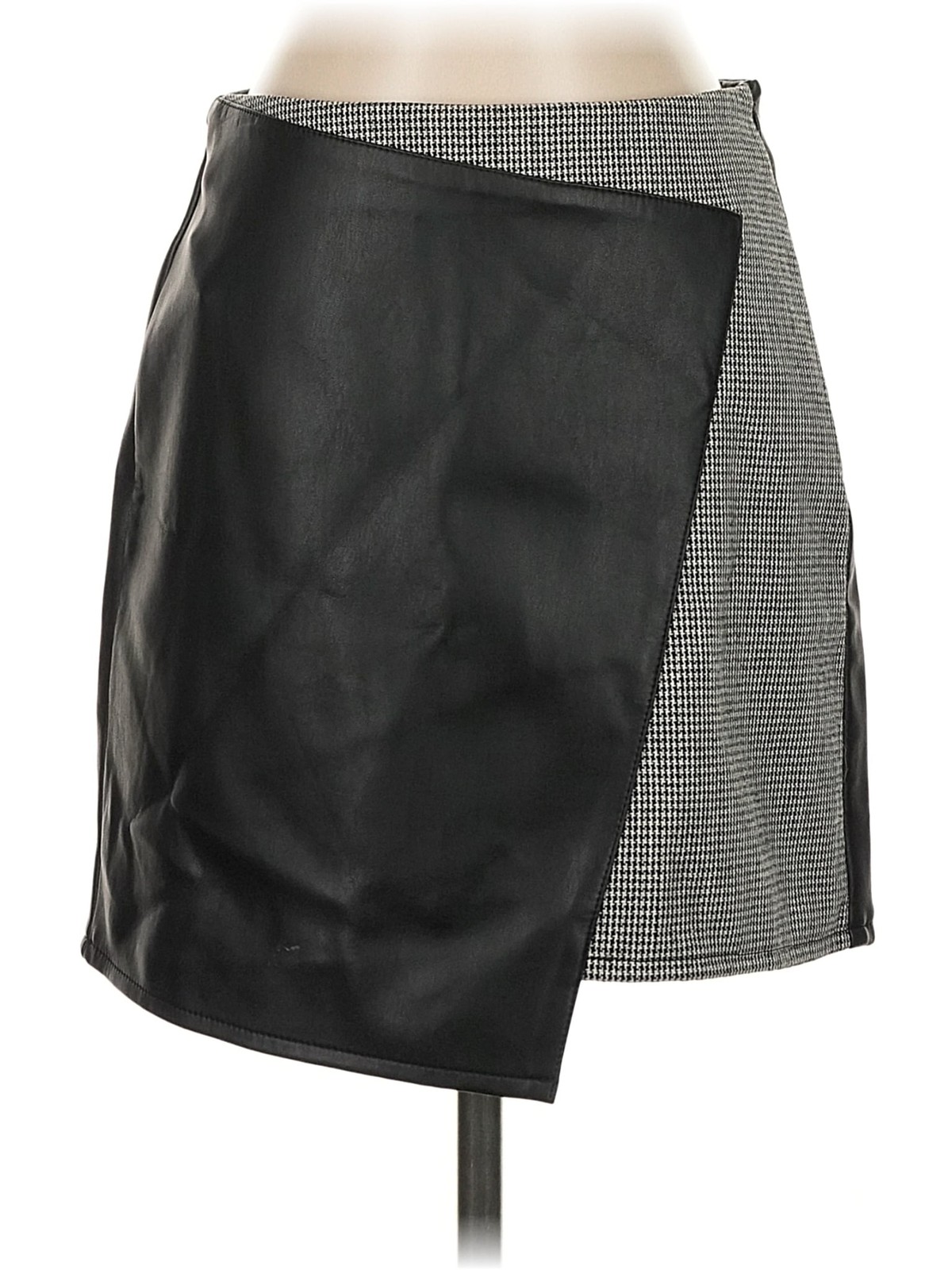 Mango Women Black Faux Leather Skirt 4