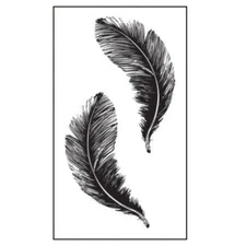 Flash Once Temporary Adhesive Tattoo 2 Feathers Black Gift Beach Vacation