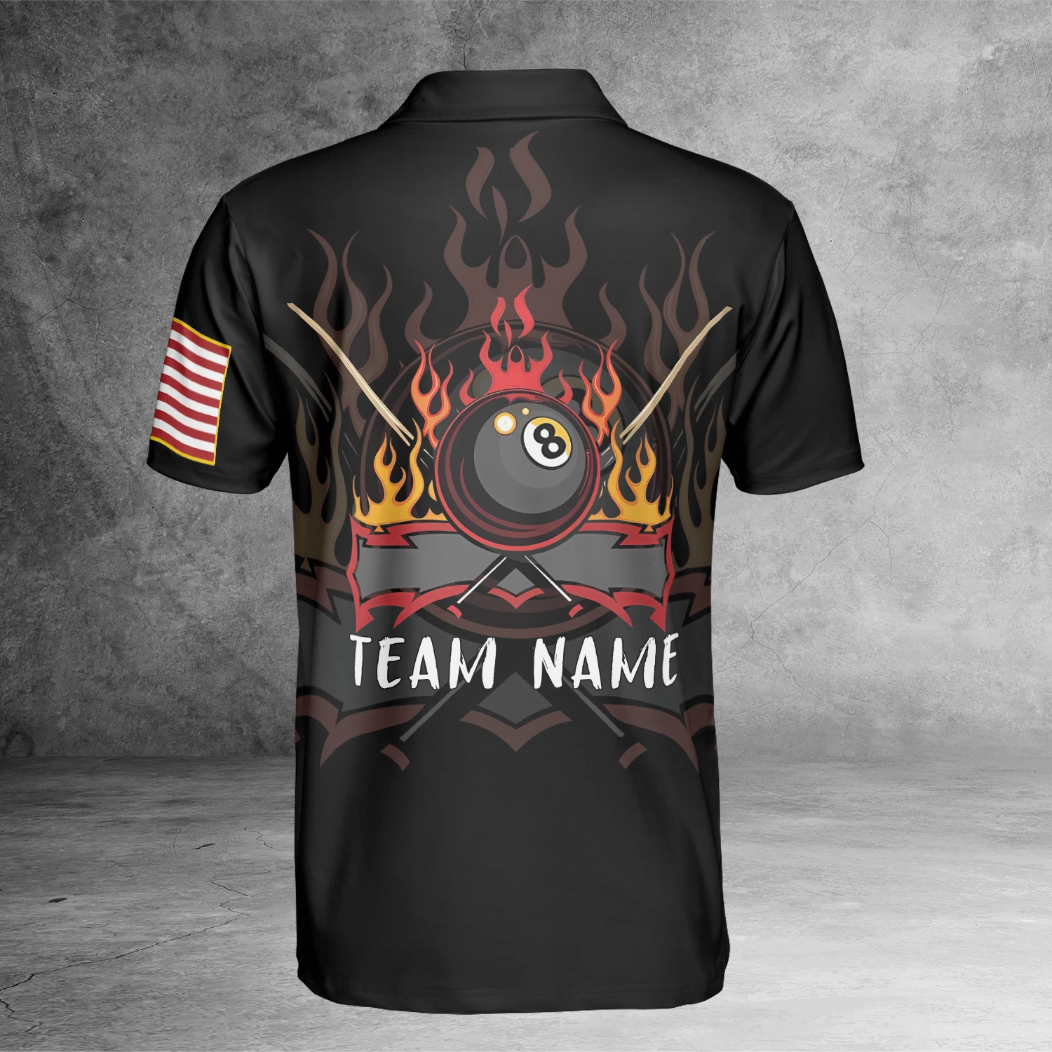Custom Bones 8 Ball American Flag Billiards Skull, Cool Skeleton 3D Polo Shirt