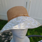 Marcus Adler Straw Hat Woven Green botanical print Foldable Women's Travel