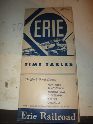 Erie and Northwestern Railroad 1954 Schienenfahrplan, Zugfahrplan, Karte
