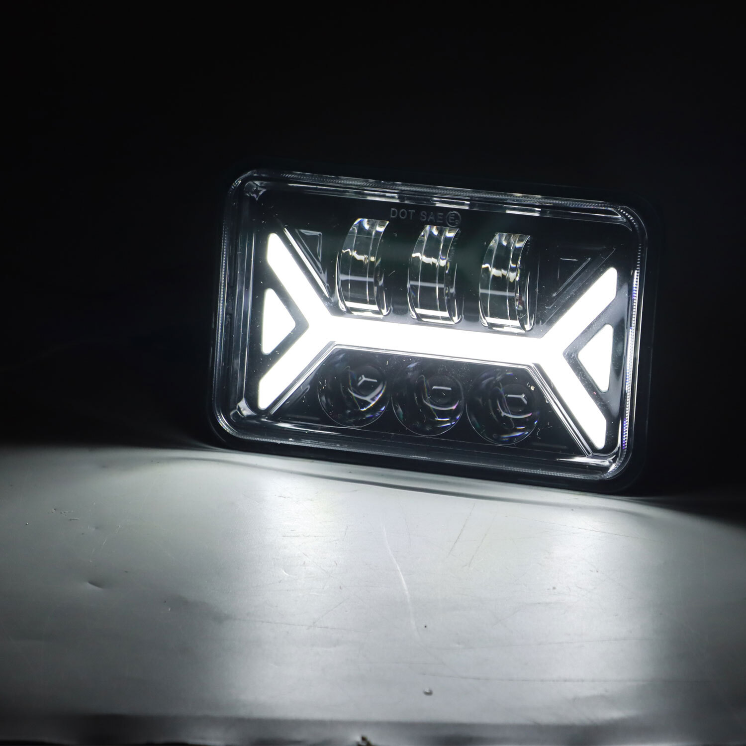 4PCS For GMC C4500 C5500 Topkick 2003-2009 DOT 4x6" LED Headlights Hi/Lo Beam H4