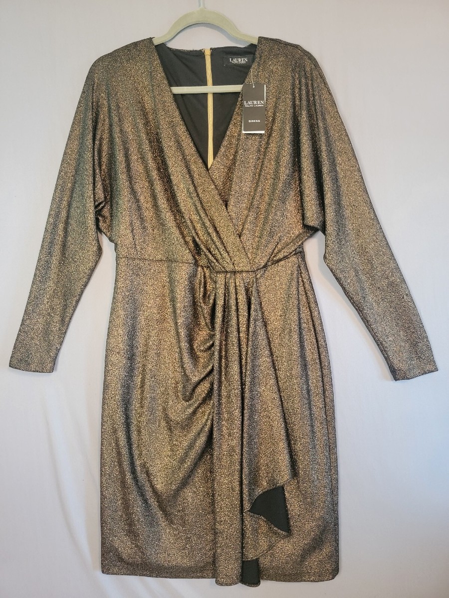 Lauren Ralph Lauren Women's Size Metallic Jacquard Dress Gold New with  Tags - Main Image