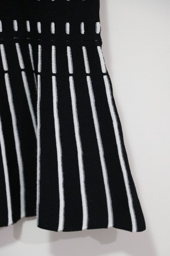NEW Forever New Knit Dress Size 10 Black Porcelain Broken Striped Off Shoulder - Picture 7 of 11