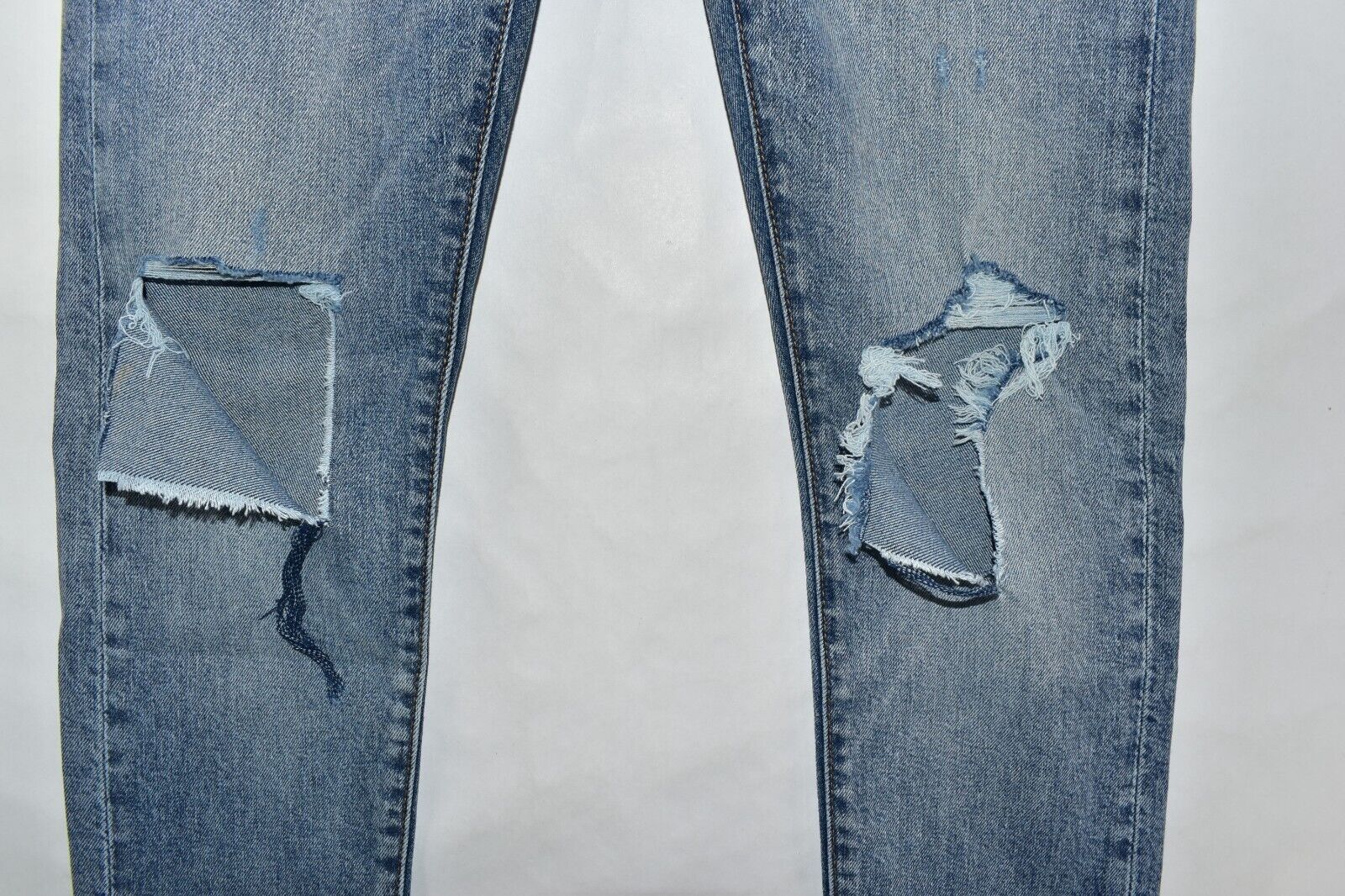 New Levi's Premium Skinny Taper Big E Flex Distressed Blue Jeans 