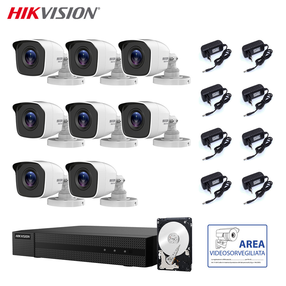 KIT VIDEOSORVEGLIANZA HIKVISION DVR 8 CANALI 8 TELECAMERE 4 MPX 3 TB