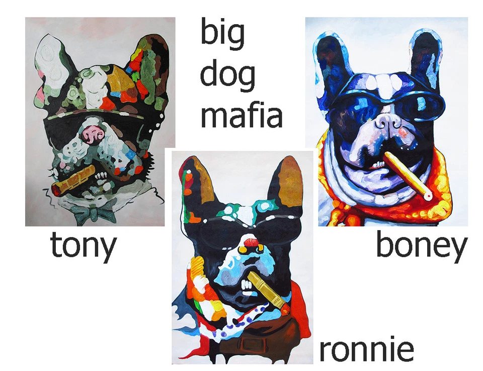 A0 A1 A2 A3 A4  poster print for glass frame pop art painting Dog Mafia Tony - Image 2 of 4