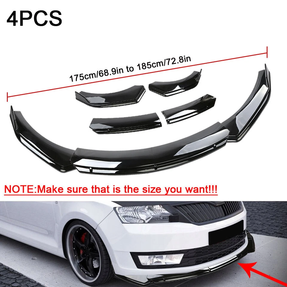 For Chrysler PT Cruiser Limited Gloss Black Front Bumper Lip Spoiler Side Skirt - Image 4 of 4