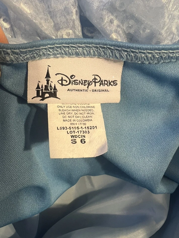 迪士尼公园公主灰姑娘女孩尺寸 6 小号蓝色银色礼服服装 — 第 4/4 张图片