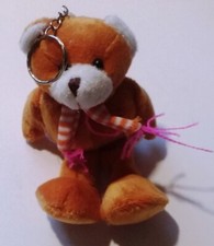 COLLECTIBLE MINI 5" SOFT PLUSH ANIMAL KEYCHAIN KEY RING - TEDDY BEAR WITH SCARF