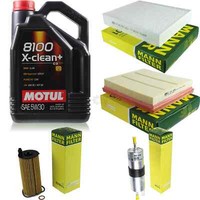 MANN-FILTER Inspektionspaket 5L Motul 5W-30 8100 X-Clean+ FüR Bmw 1Er 116I