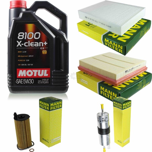 MANN-FILTER Inspektionspaket 5L Motul 5W-30 8100 X-Clean+ FüR Bmw 1Er 116I-image