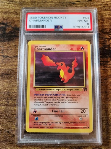 2000 Pokemon Team Rocket TCG Charmander PSA 8 NM-Mint 50/82