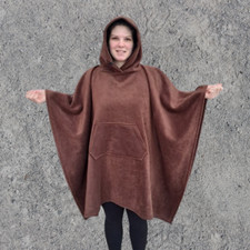 Chocolate Brown Fleece Hooded Blanket Scout Guide Camp Blanket Poncho
