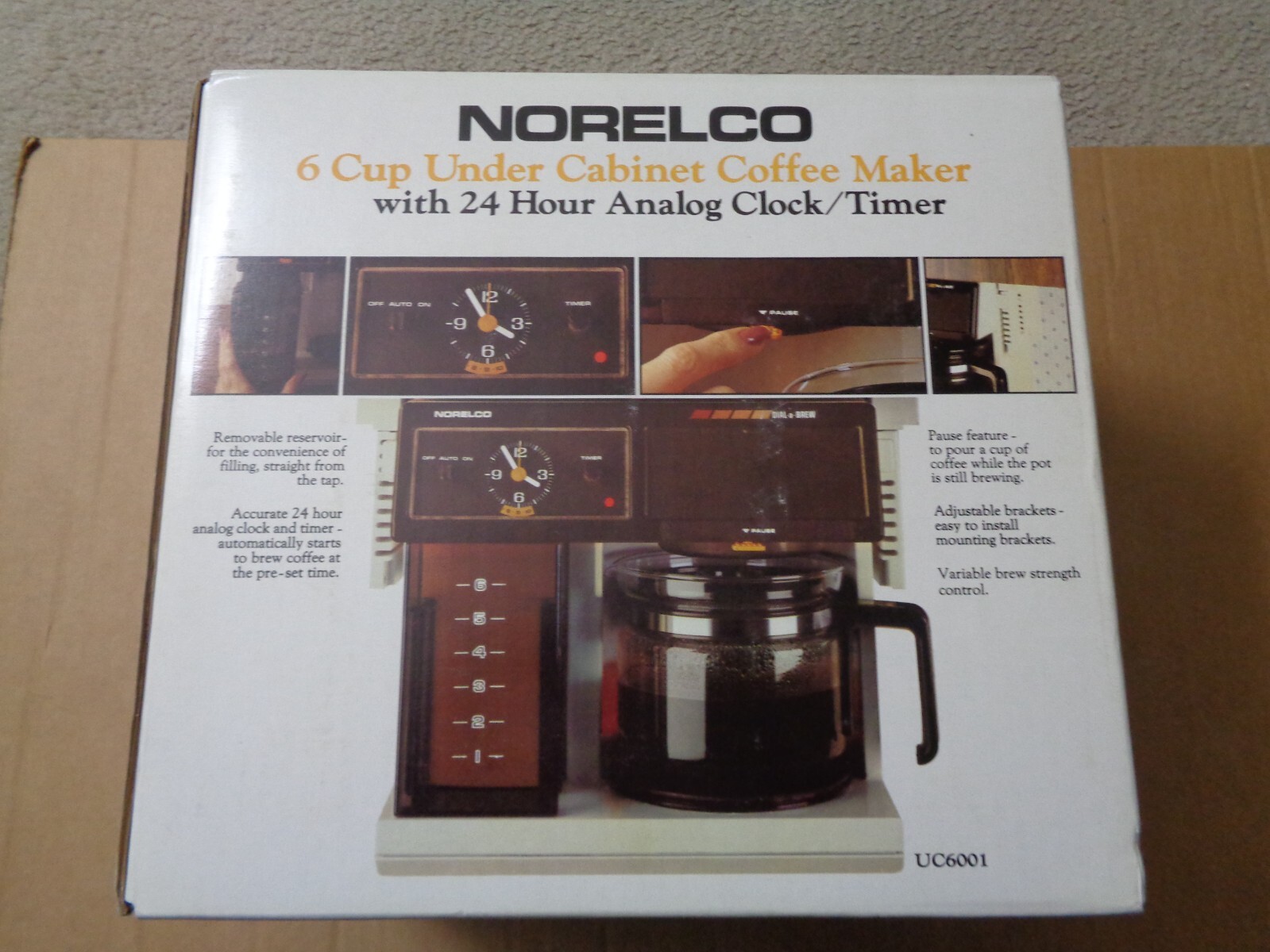 VINTAGE NORELCO 6CUP UNDER COFFEE MAKER ( 1984 UC6001
