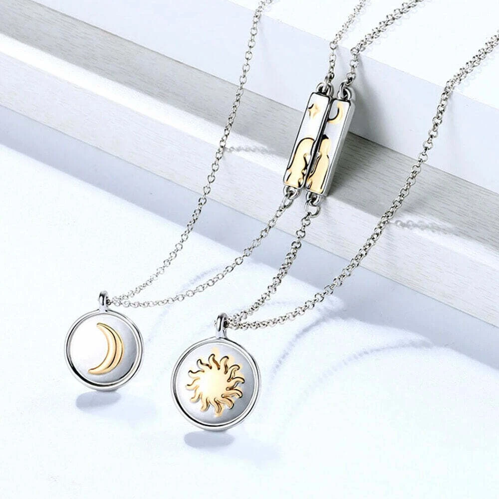 Sun and clearance moon necklace couple