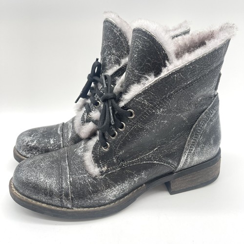 Stivaletti stivaletti Luxe de Leon donna 8,5 Carmen peltro nero argento pelle - Foto 4 di 10