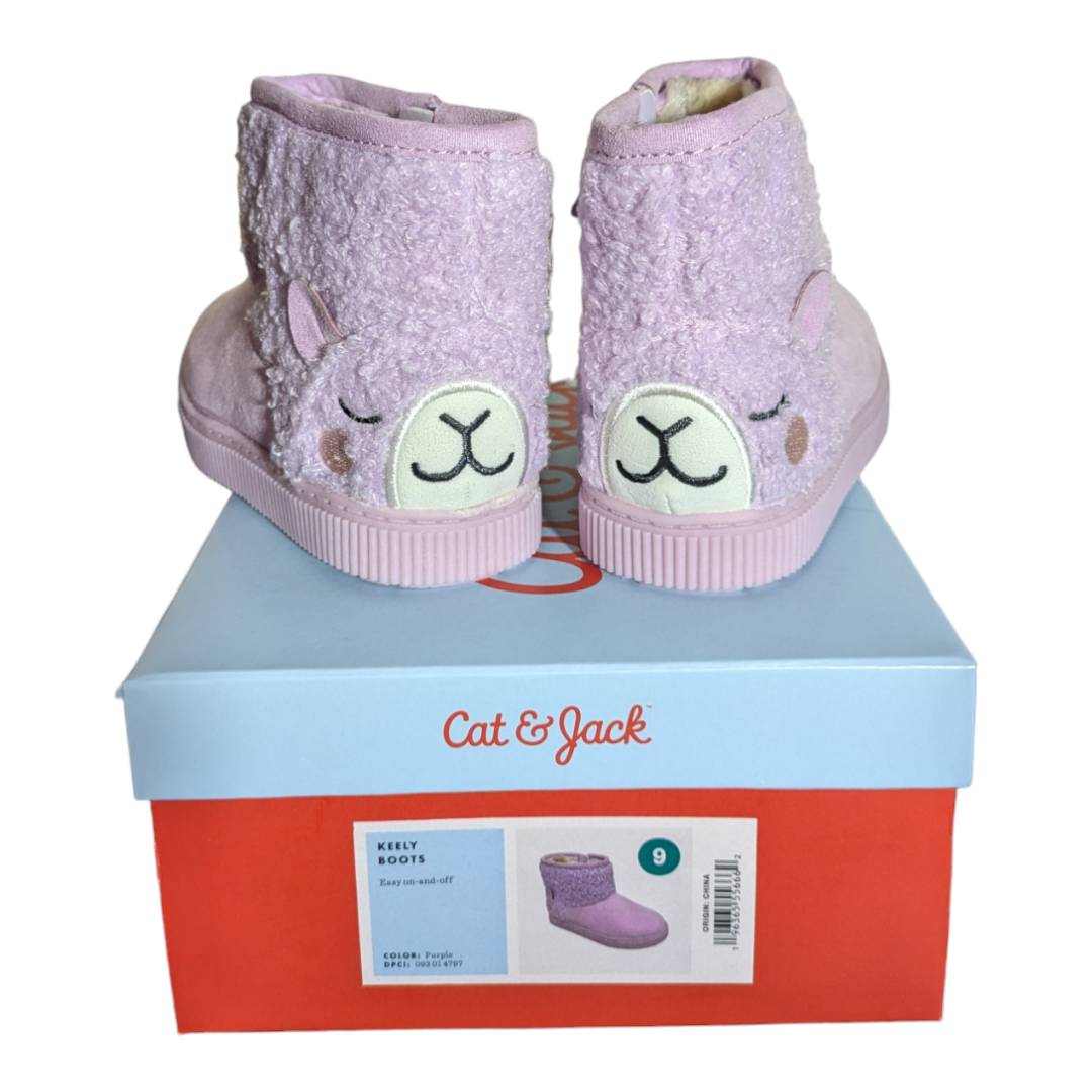 NWT, Cat & Jack Zip Up Toddler Boots. Light Purple With Fleece