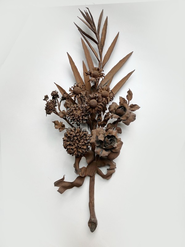 antique French wrought iron floral bouquet - cemetery - funeral - garden