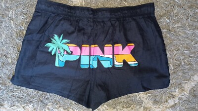 VSpink sleep Shorts brand new size medium Black Floral Logo