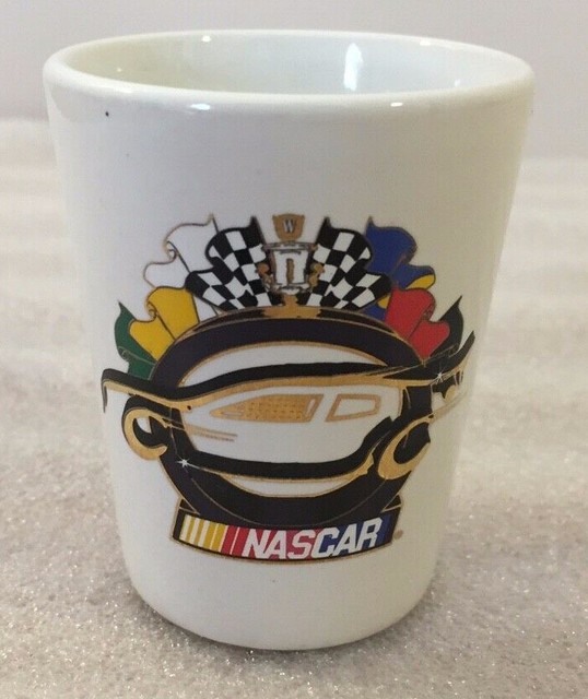 NASCAR white porcelain race car shot glass eBay