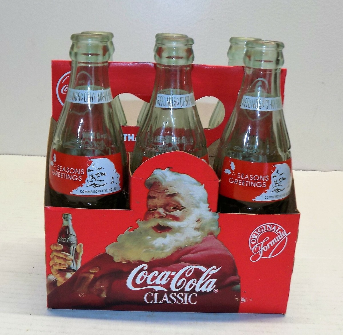 1991 Coca-Cola Coke Classic Seasons greetings Bottles set of 6