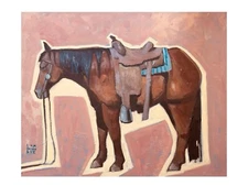 Original Western Painting Cowboy Horse Signed Dye Maynard Dixon Style Modern