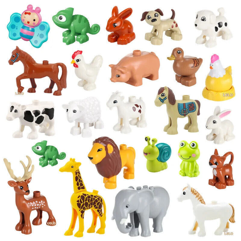 For Lego Duplo Wild Animals Of Africa Europe Domestic Animals Barn