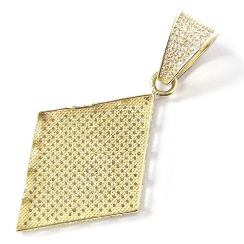 9ct Gold Pendant Poker Style Cubic Zirconia Stones 6.3g 44mm - Picture 8 of 13