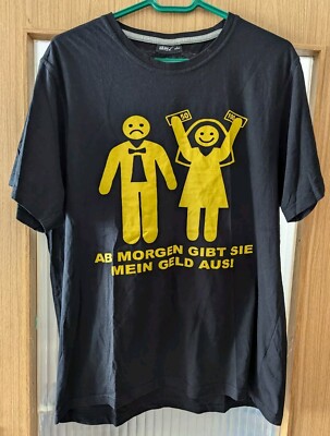 T-Shirt Herren Gr. 52/54 Ab Morgen gibt sie mein Geld aus! Schwarz Hochzeit 